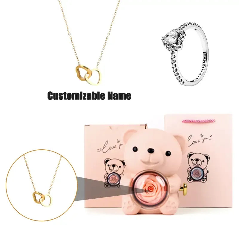 Romantic Teddy Bear Gift Jewelry Box with Necklace & Ring by EPR