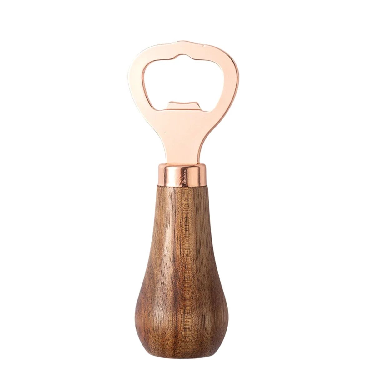 Stainless Steel Beer Bottle Opener with Wood Handle, Kitchen Tools, Anniversary Wedding Gift Rose Gold by eprolo
