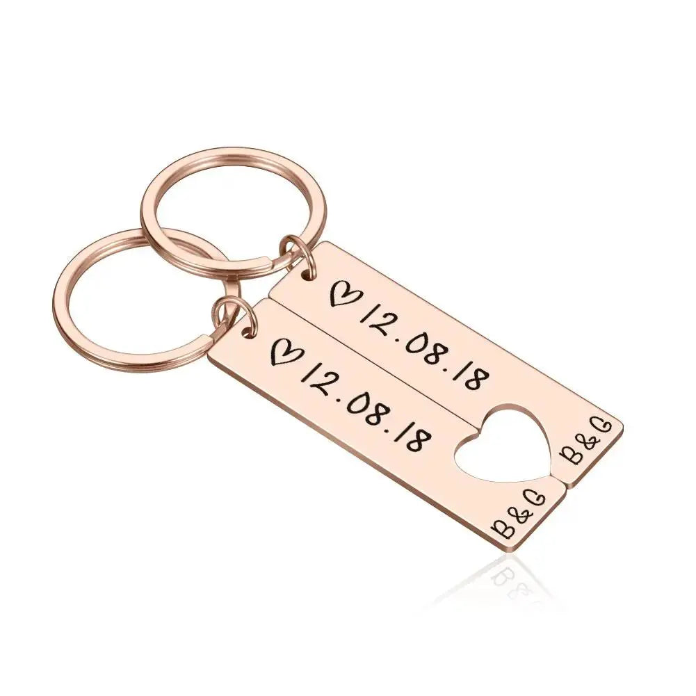 Custom Heart Keychain – Engraved Gift for Couples by EPR