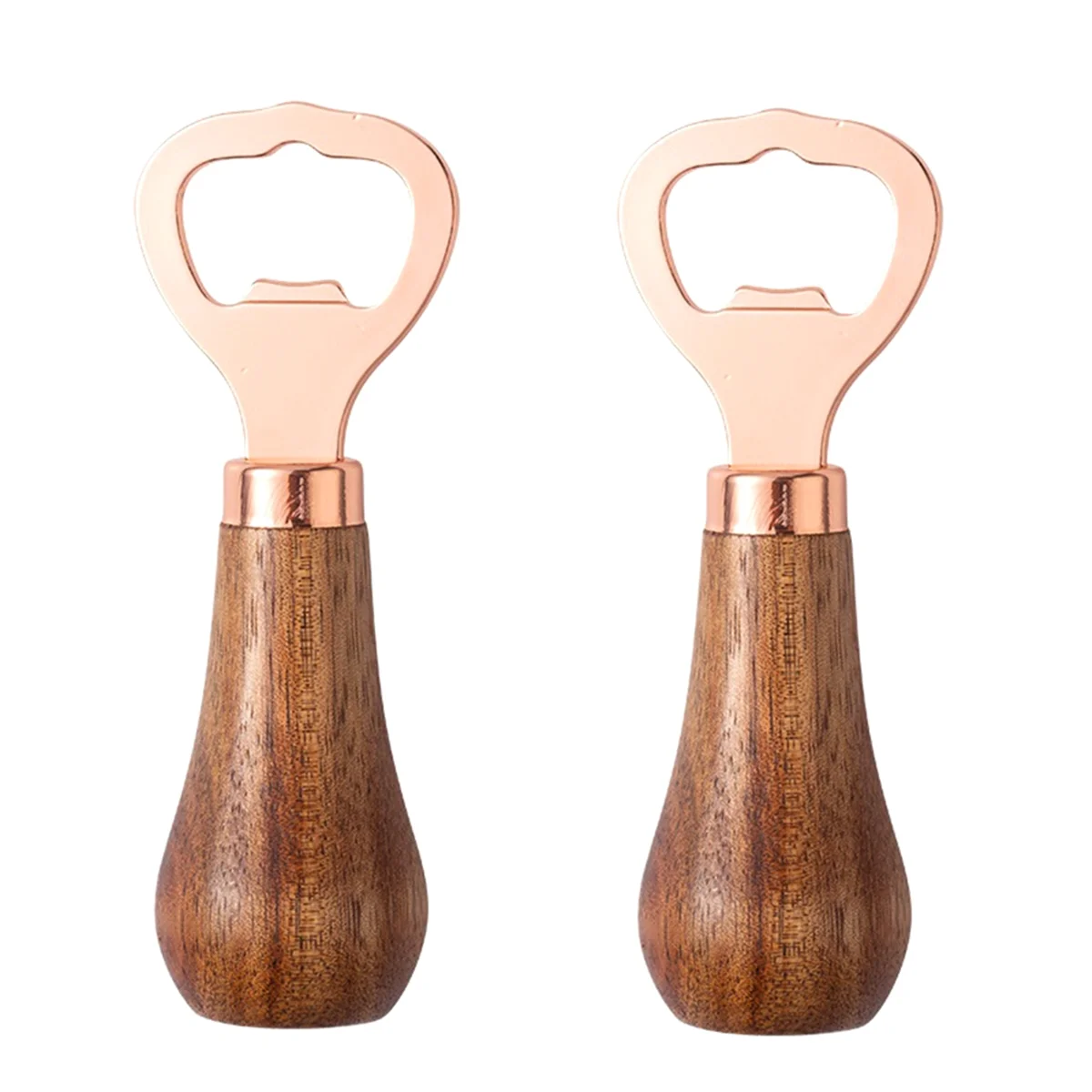 Stainless Steel Beer Bottle Opener with Wood Handle, Kitchen Tools, Anniversary Wedding Gift Rose Gold by eprolo