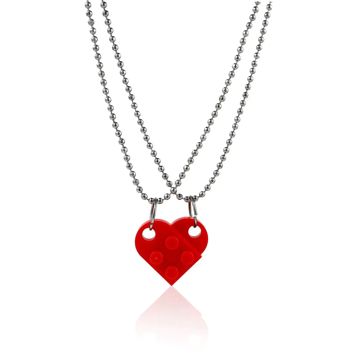 Couples Matching Necklaces - 2-Piece Heart Pendant Set by EPR