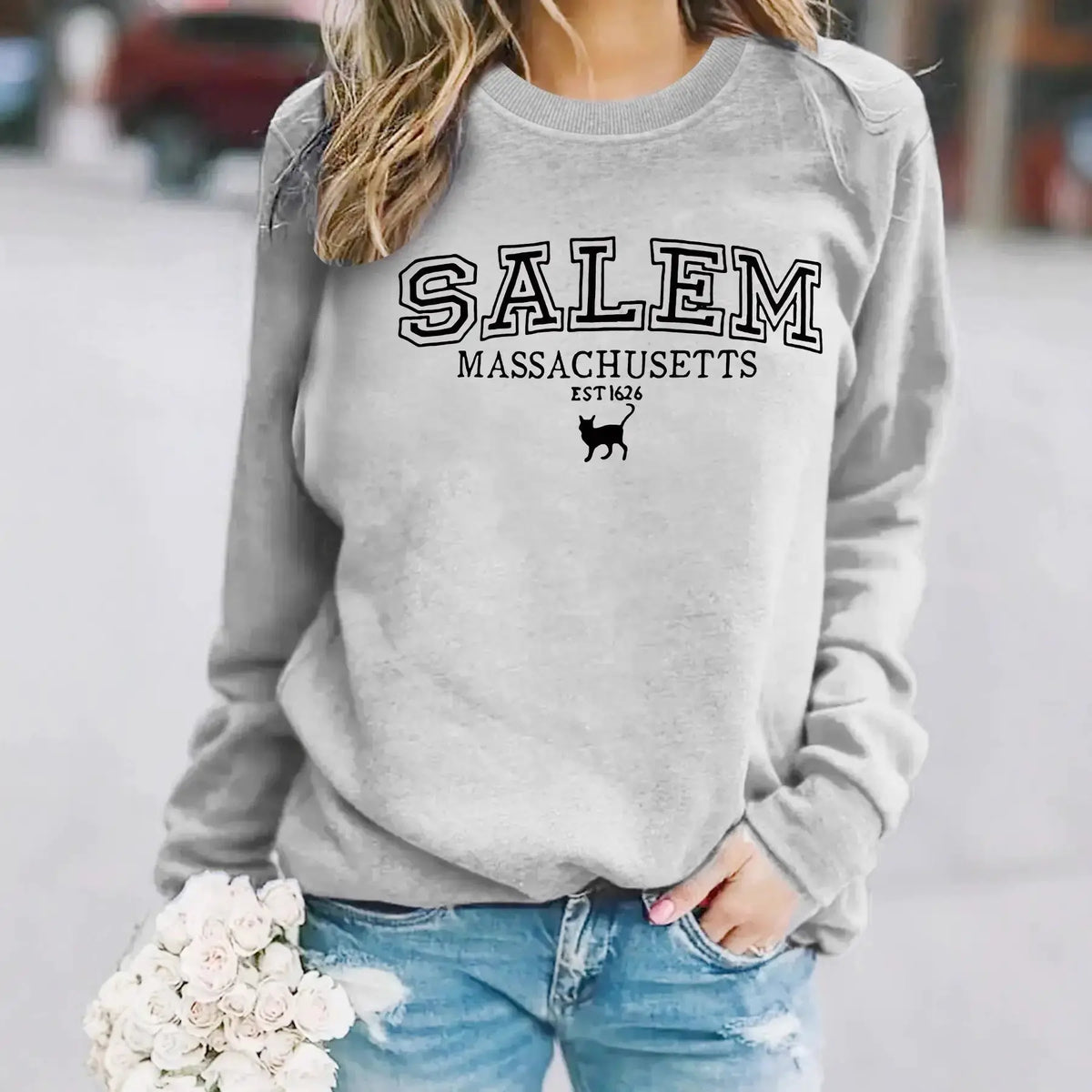 Stylish Halloween Cat Sweatshirt for Cat Lovers by EPR