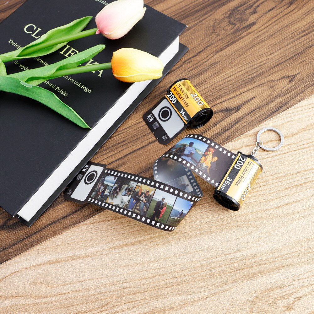 Custom Photo Keychain Gift with 10 Photos and Wooden Box - Cherished Harbor Gifts