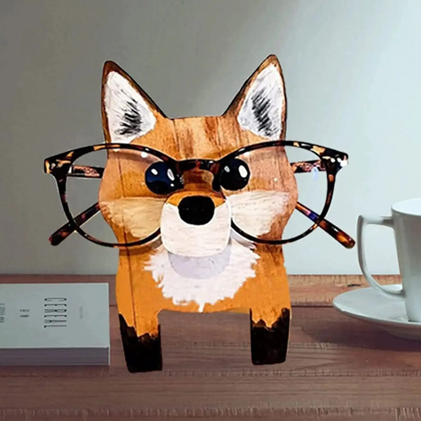 Wooden Animal Glasses Holder Stand – Cute Corgi Cat Sloth Eyeglass Display Gift by EPR