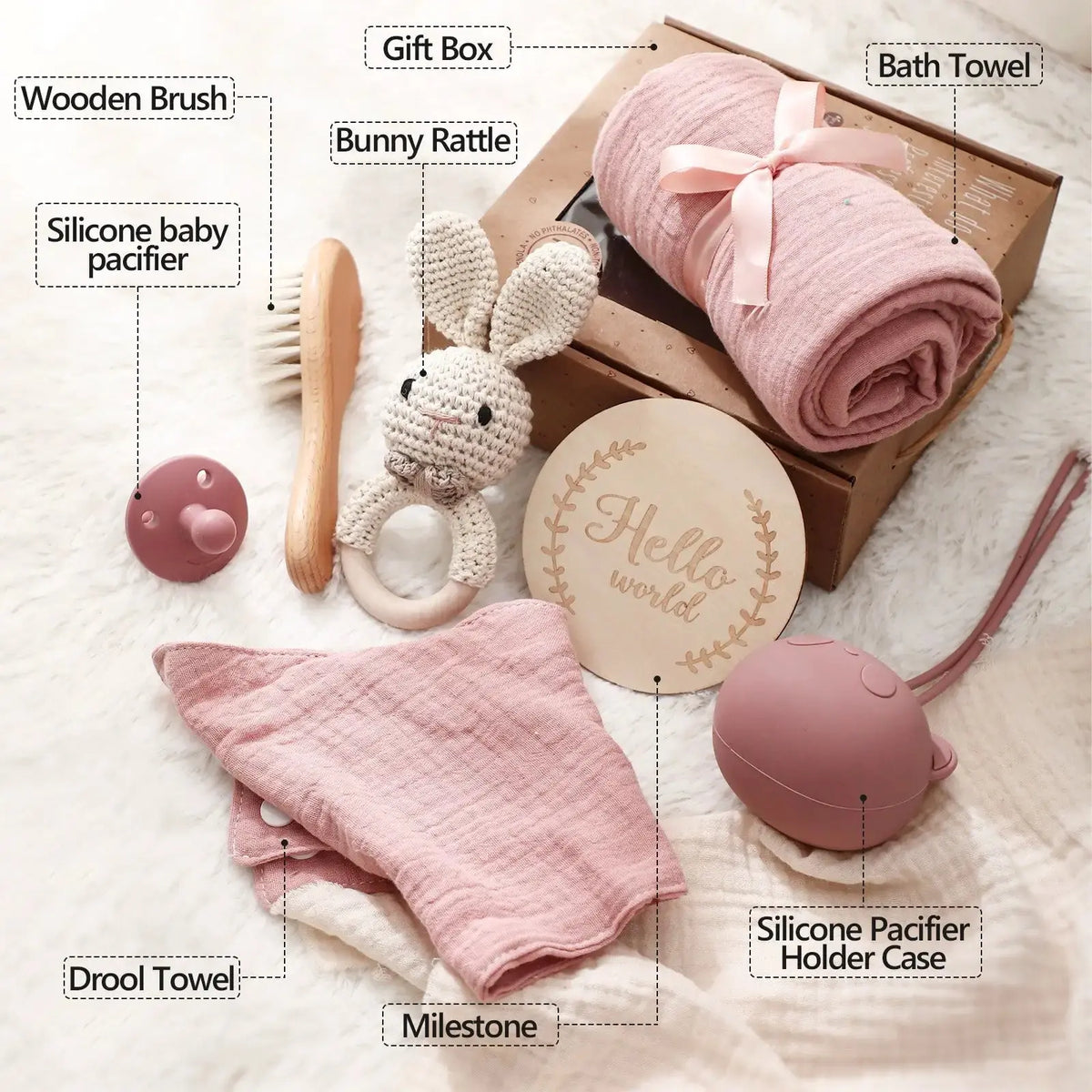 Bamboo Cotton Baby Grooming Gift Set for Newborn Essentials by EPR
