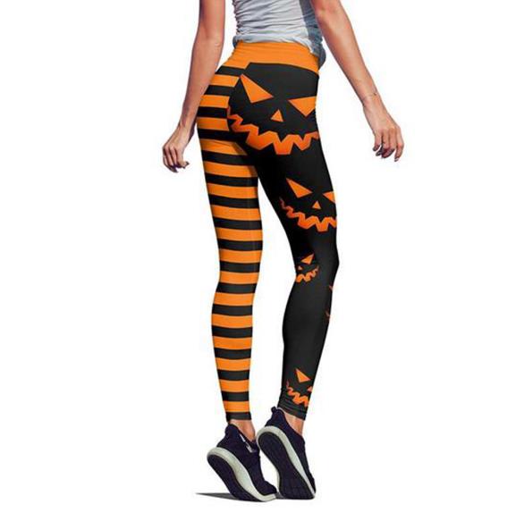 Halloween High Waist Pants for Women Pumpkin Print Sexy - Cherished Harbor Gifts