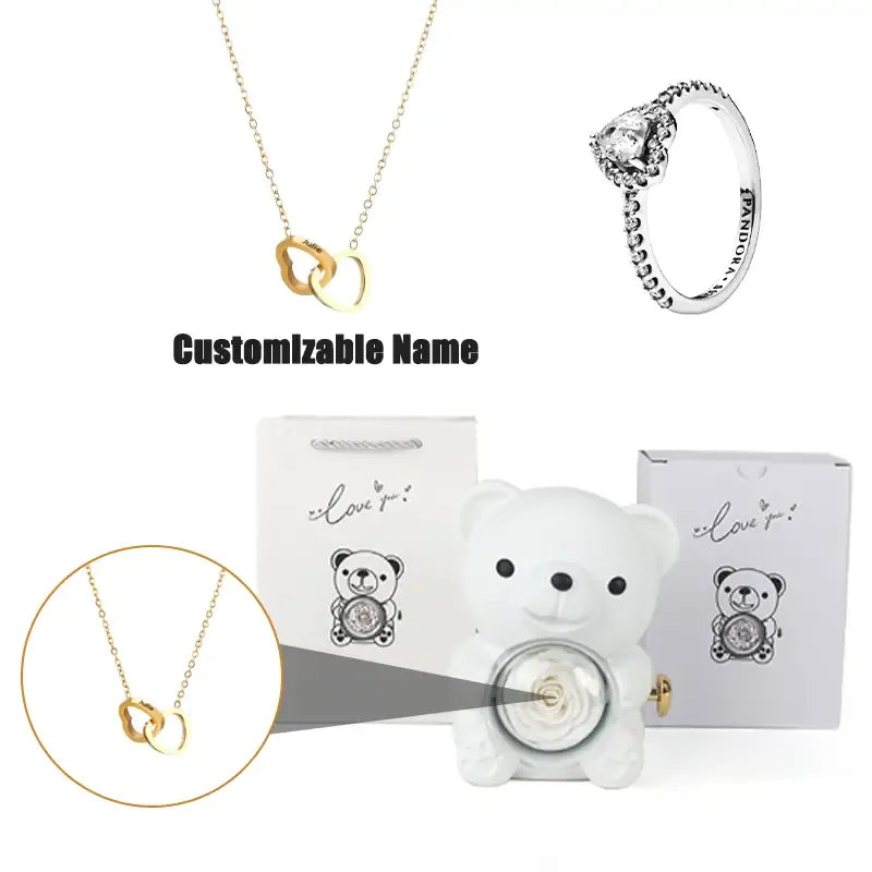 Romantic Teddy Bear Gift Jewelry Box with Necklace & Ring by EPR
