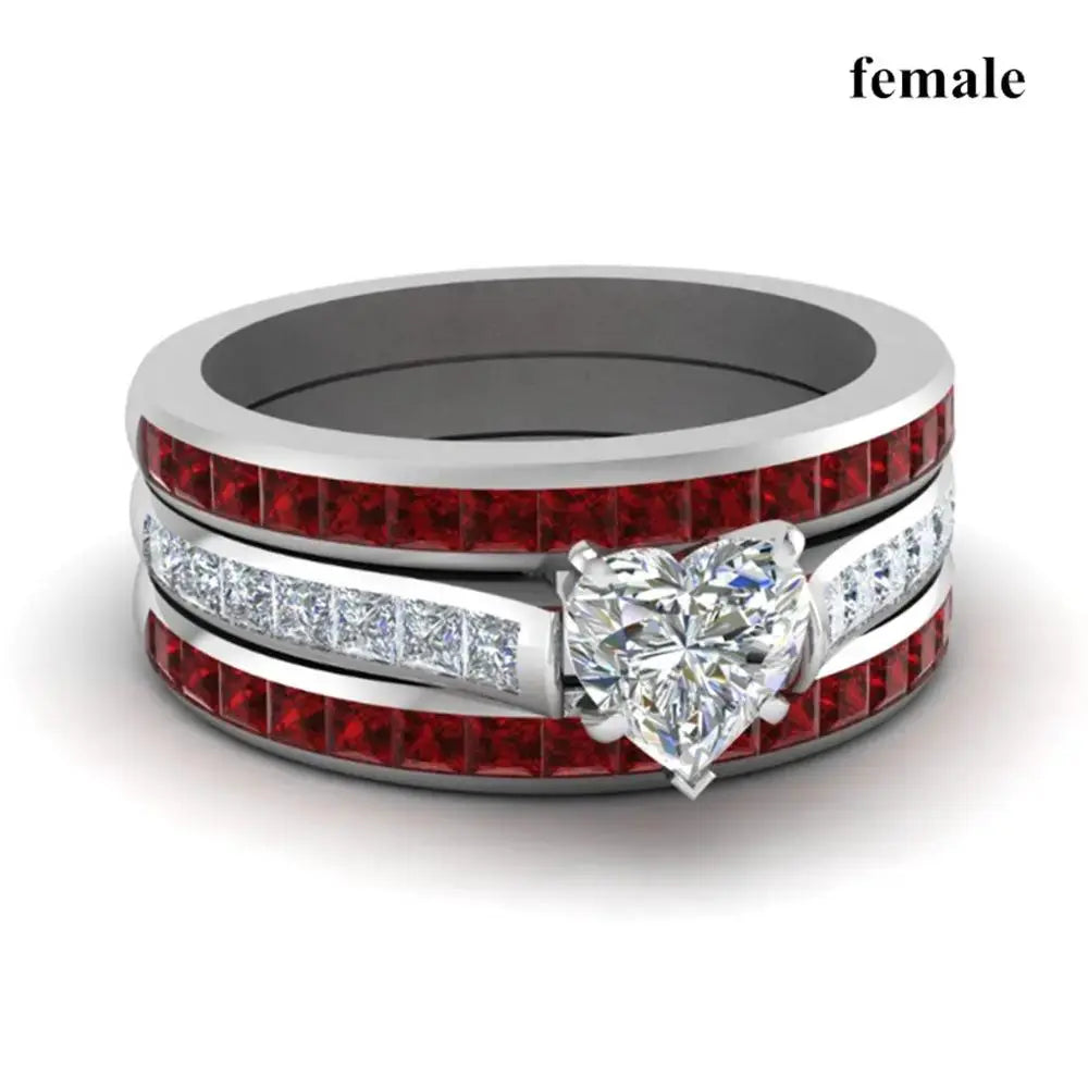 Brown Red Couples Engagement Ring for Romantic Gifts by EPR