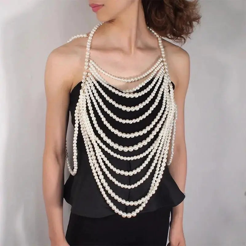 Banquet Dress Accessories Fashion Sweater Chain Beaded Necklace Small Accessories by eprolo
