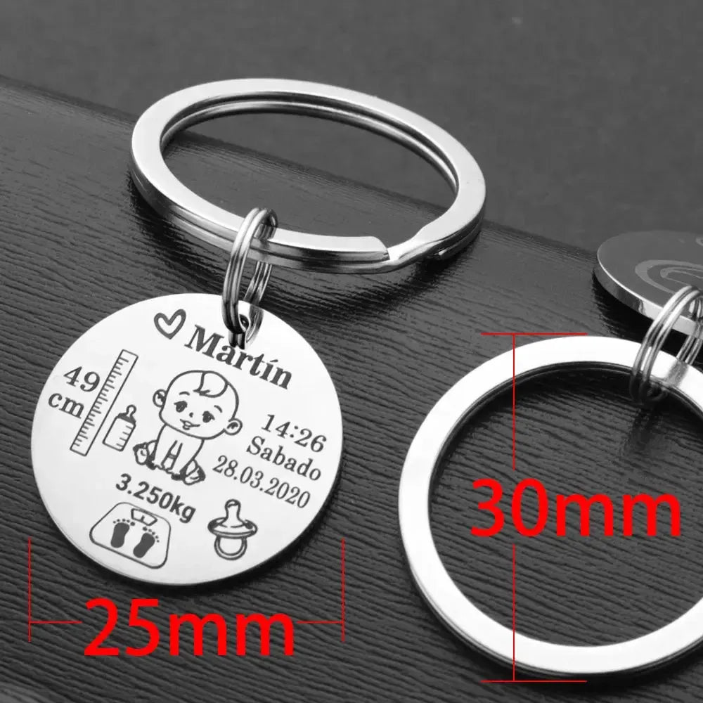 Unique Dad Gift Idea - Personalized Baby Birth Keychain by EPR