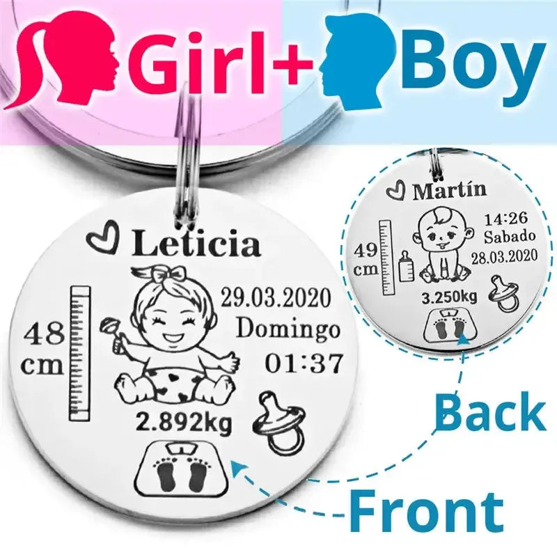 Unique Dad Gift Idea - Personalized Baby Birth Keychain by EPR