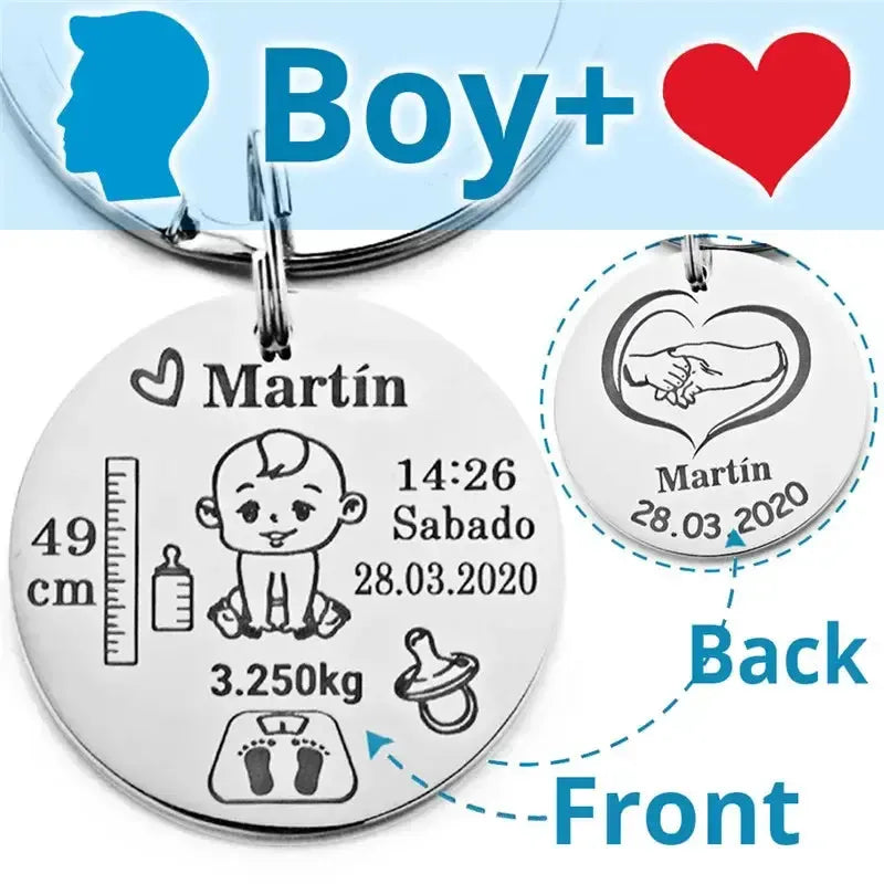 Unique Dad Gift Idea - Personalized Baby Birth Keychain by EPR