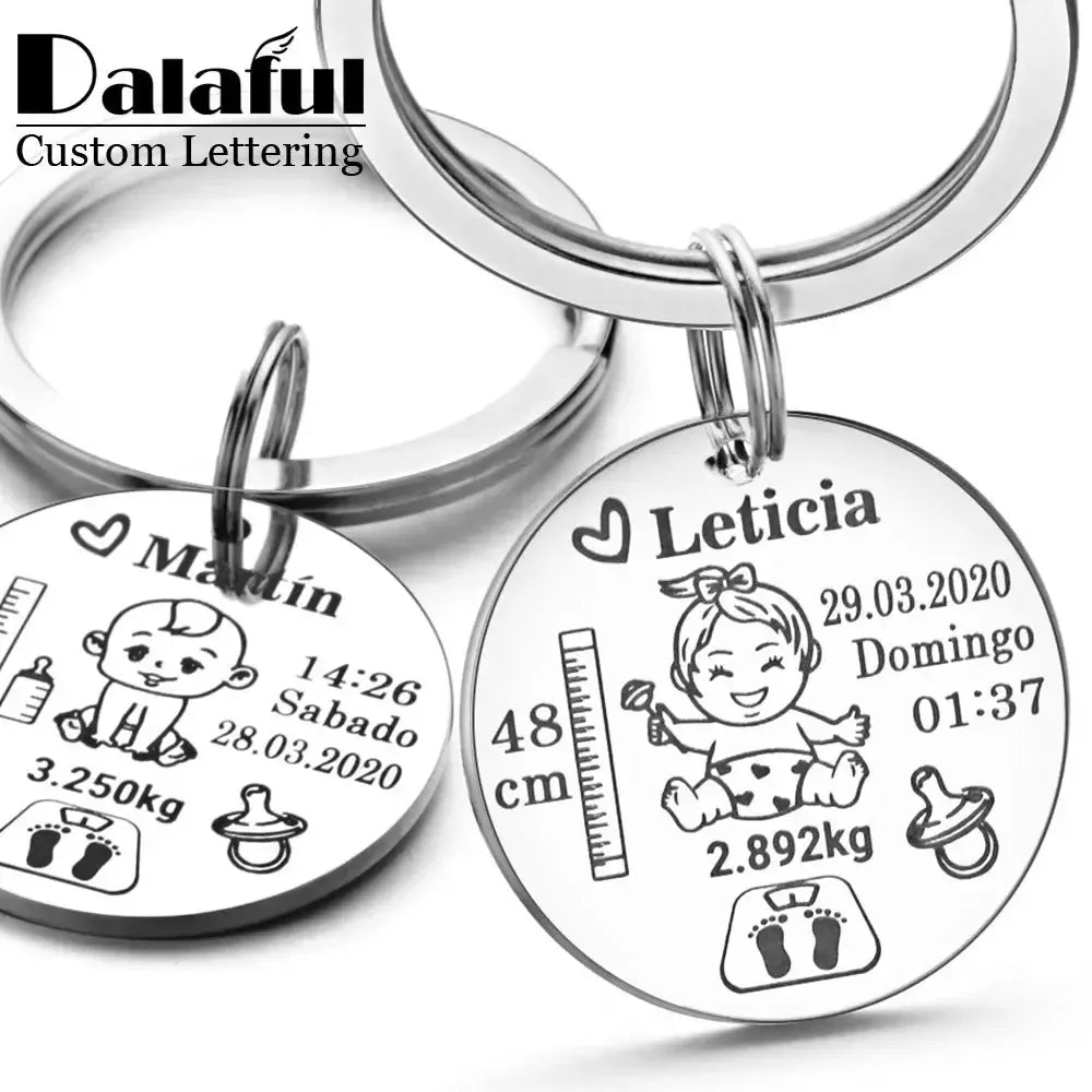 Unique Dad Gift Idea - Personalized Baby Birth Keychain by EPR