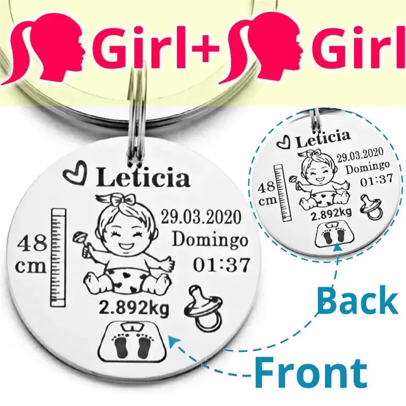 Unique Dad Gift Idea - Personalized Baby Birth Keychain by EPR