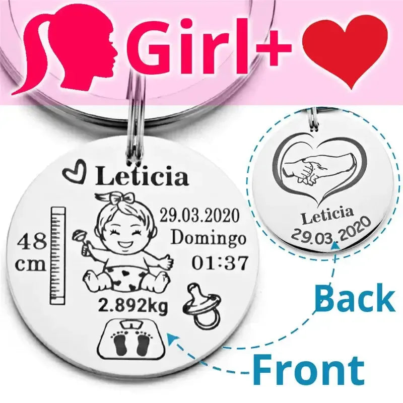 Unique Dad Gift Idea - Personalized Baby Birth Keychain by EPR