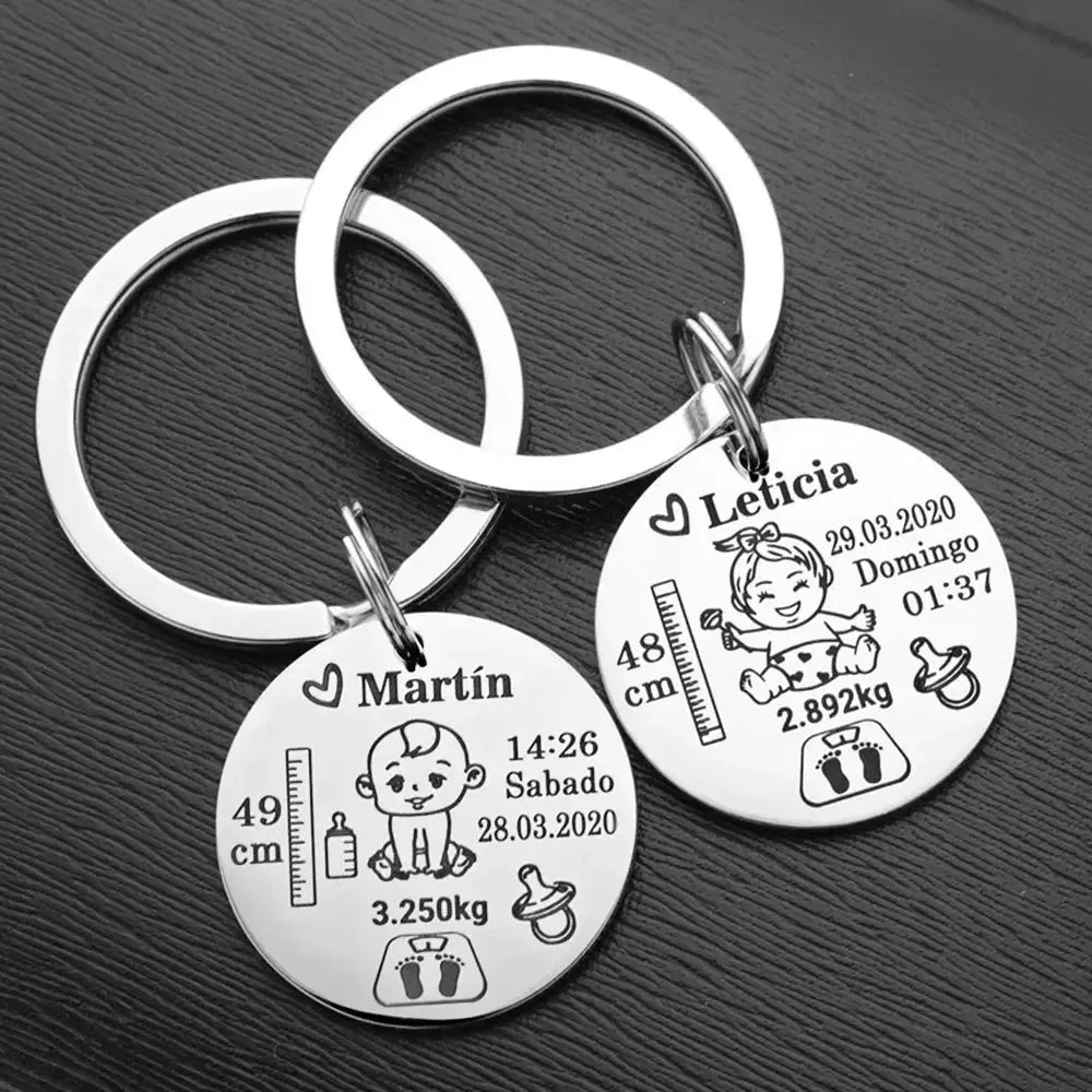 Unique Dad Gift Idea - Personalized Baby Birth Keychain by EPR