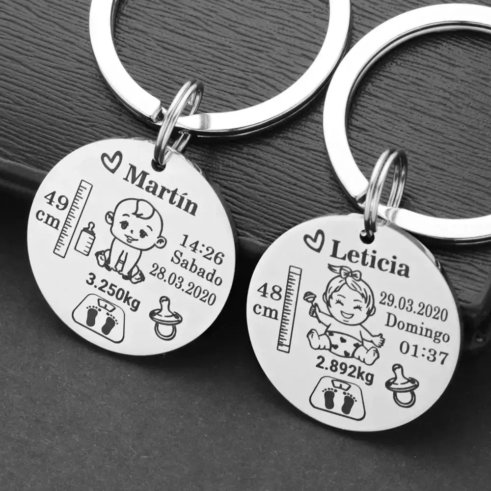 Unique Dad Gift Idea - Personalized Baby Birth Keychain by EPR