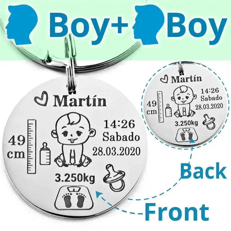 Unique Dad Gift Idea - Personalized Baby Birth Keychain by EPR