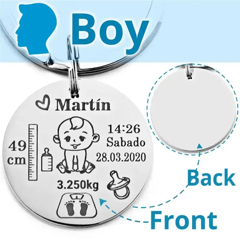 Unique Dad Gift Idea - Personalized Baby Birth Keychain by EPR