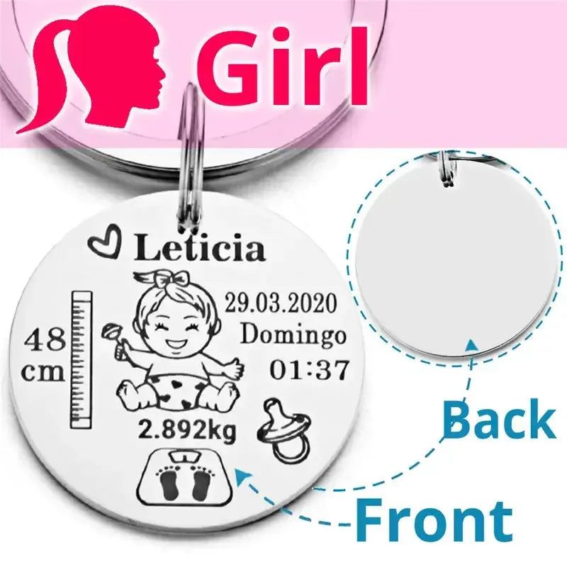 Unique Dad Gift Idea - Personalized Baby Birth Keychain by EPR