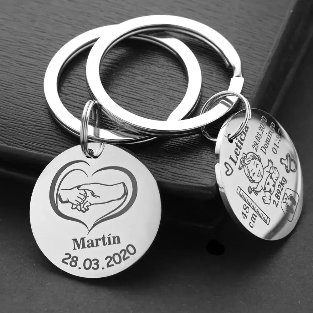 Unique Dad Gift Idea - Personalized Baby Birth Keychain by EPR