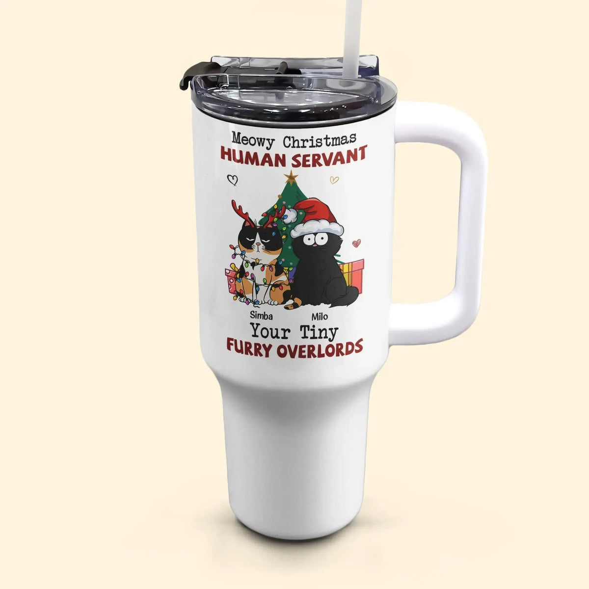 Funny Christmas Gift - Personalized 40oz Cat Tumbler by Inkedjoy