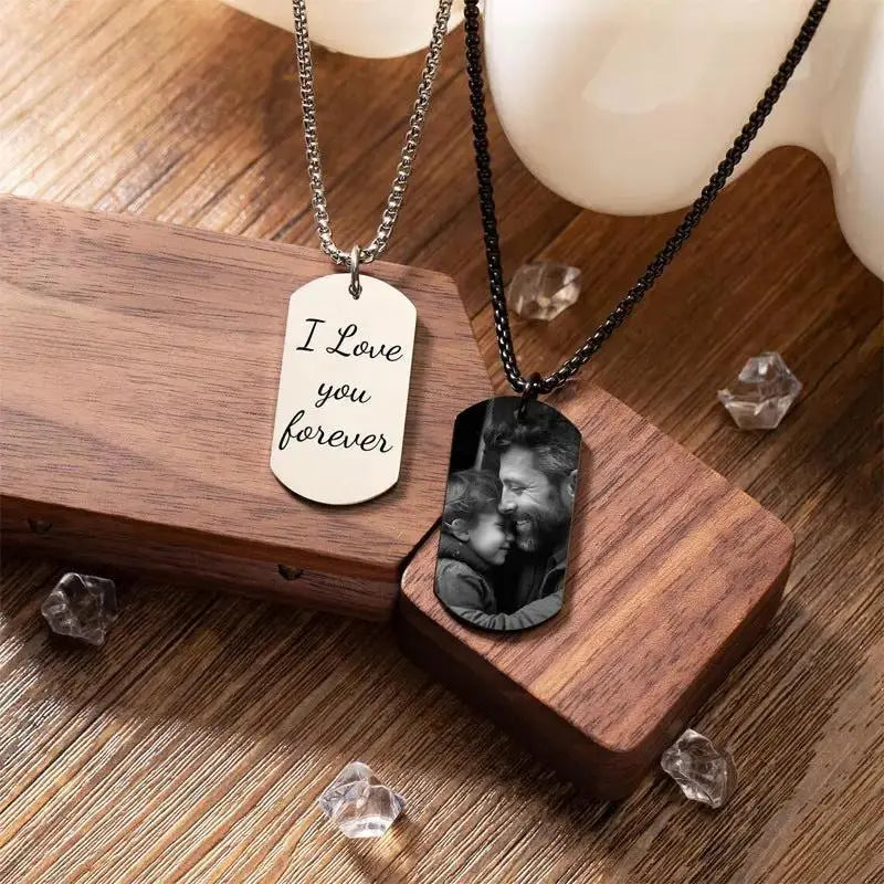 Personalized Memorial Military-Style Dog Tag Necklace | Custom Full-Color Photo Keepsake by TED