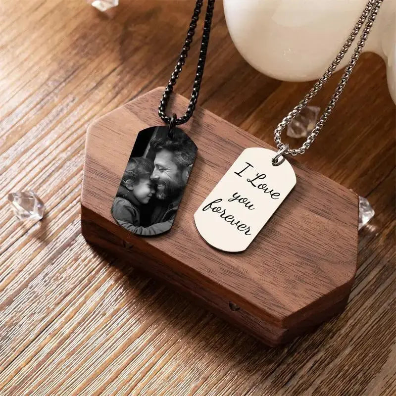 Personalized Memorial Military-Style Dog Tag Necklace | Custom Full-Color Photo Keepsake by TED