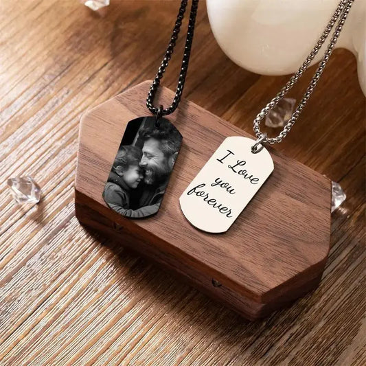 Personalized Memorial Military-Style Dog Tag Necklace | Custom Full-Color Photo Keepsake by TED
