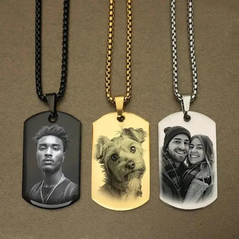 Personalized Memorial Military-Style Dog Tag Necklace | Custom Full-Color Photo Keepsake by TED