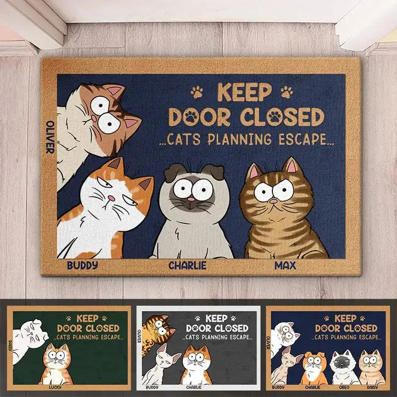Personalized Cat Welcome Mat for Cat Lovers and Home Decor by Inkedjoy