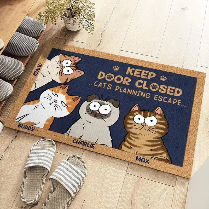 Personalized Cat Welcome Mat for Cat Lovers and Home Decor by Inkedjoy