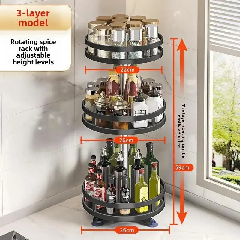 360 Rotating Condiment Rack | 1-3 Tier Kitchen Counter Organizer by TED