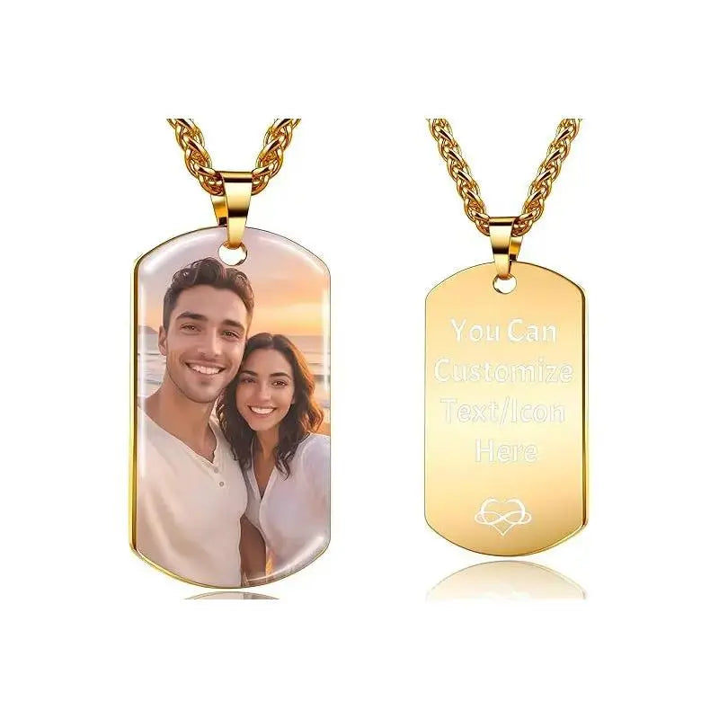 Personalized Memorial Military-Style Dog Tag Necklace | Custom Full-Color Photo Keepsake by TED