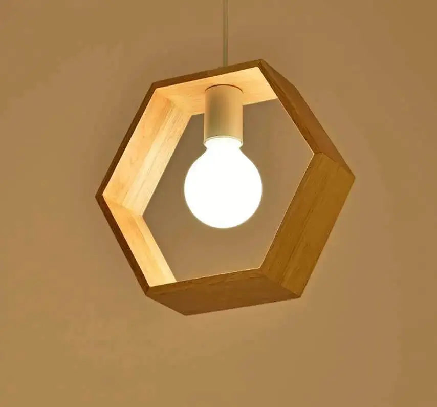 Nordic Geometric Wooden Pendant Lighting by TED