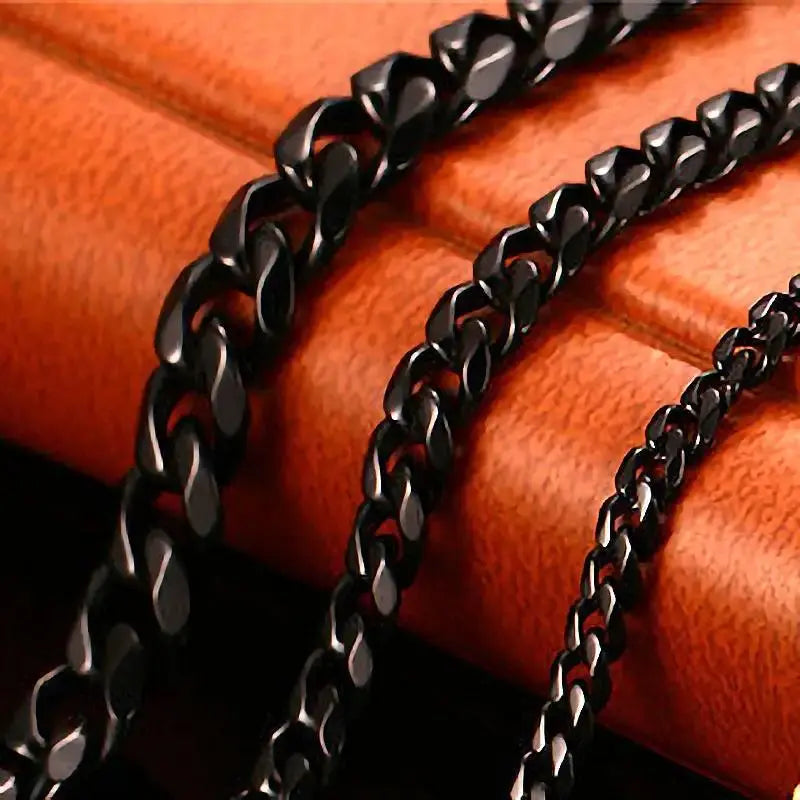 Stainless Steel Cuban Chain Necklace Bracelet for Men by TED