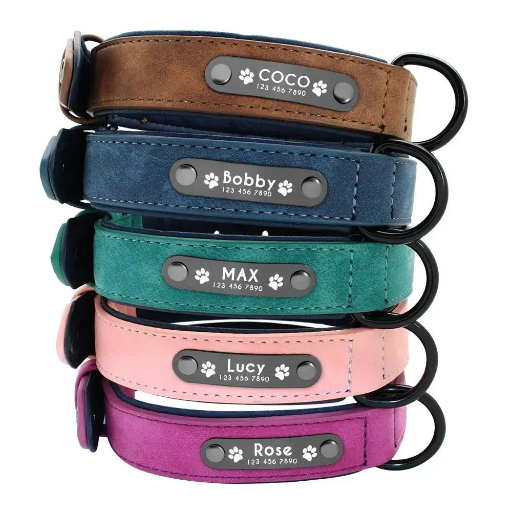 Frosted Leather Dog Collar | Adjustable Solid Color Collar for Small & Large Dogs by TED