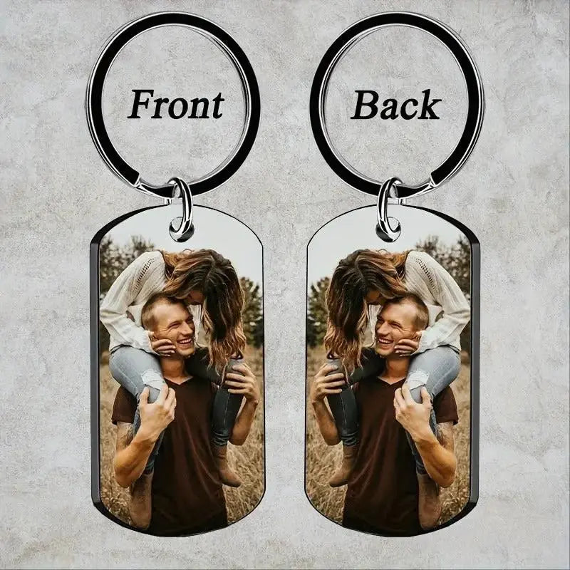 Personalized Military Dog Tag Keychain | Custom Photo & Text Engraved Keepsake by TED