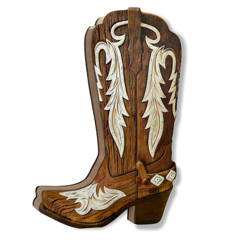 Cowboy Boot Vase Decor for Rustic Home Wall Art - Cherished Harbor Gifts