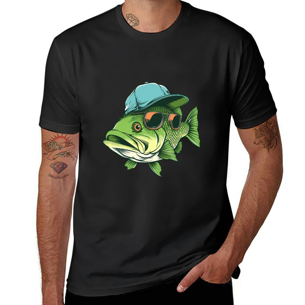 Men's Bass Fishing T-Shirt - 100% Cotton Angler Tee - Cherished Harbor Gifts