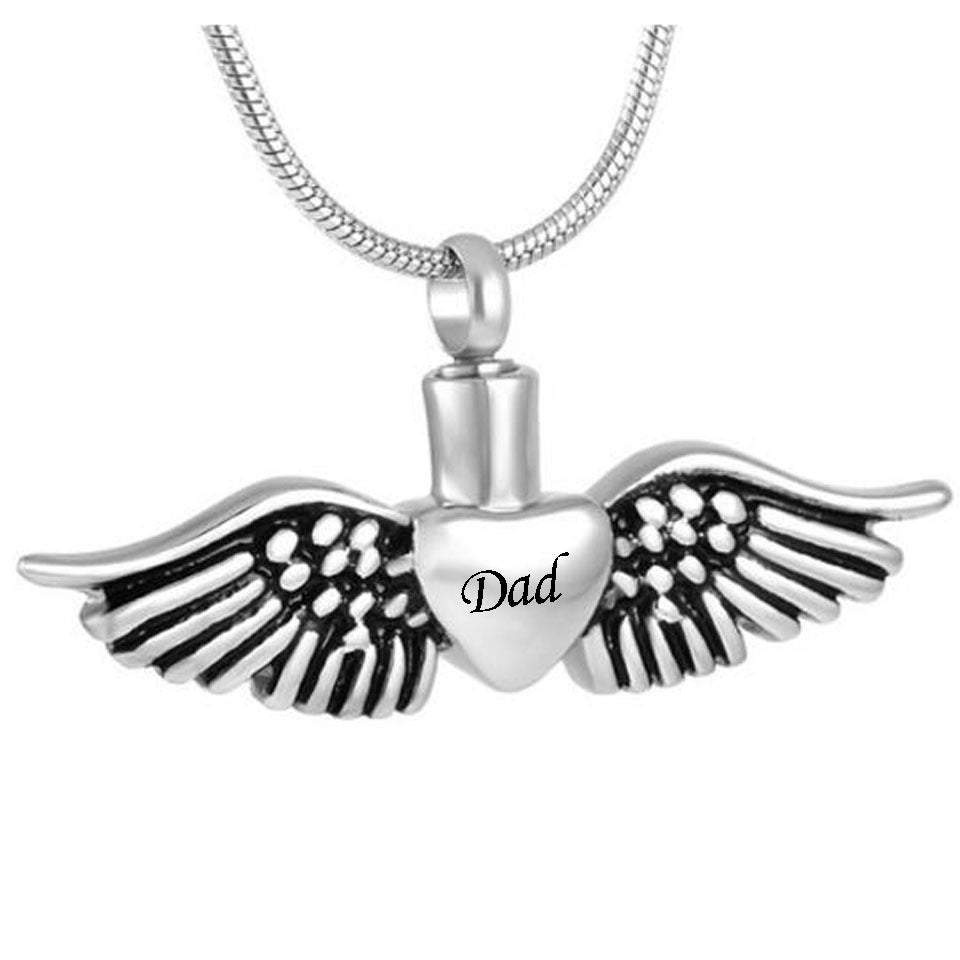 Personalized Memorial Urn Necklace with Angel Wings Design - Cherished Harbor Gifts