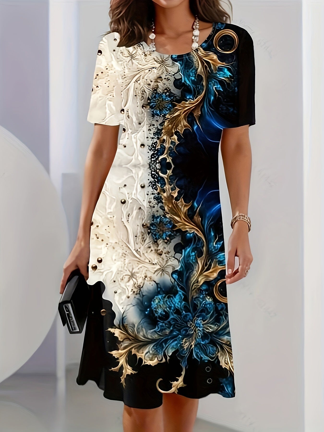 Elegant Floral Midi Dress for Summer Garden Parties - Cherished Harbor Gifts