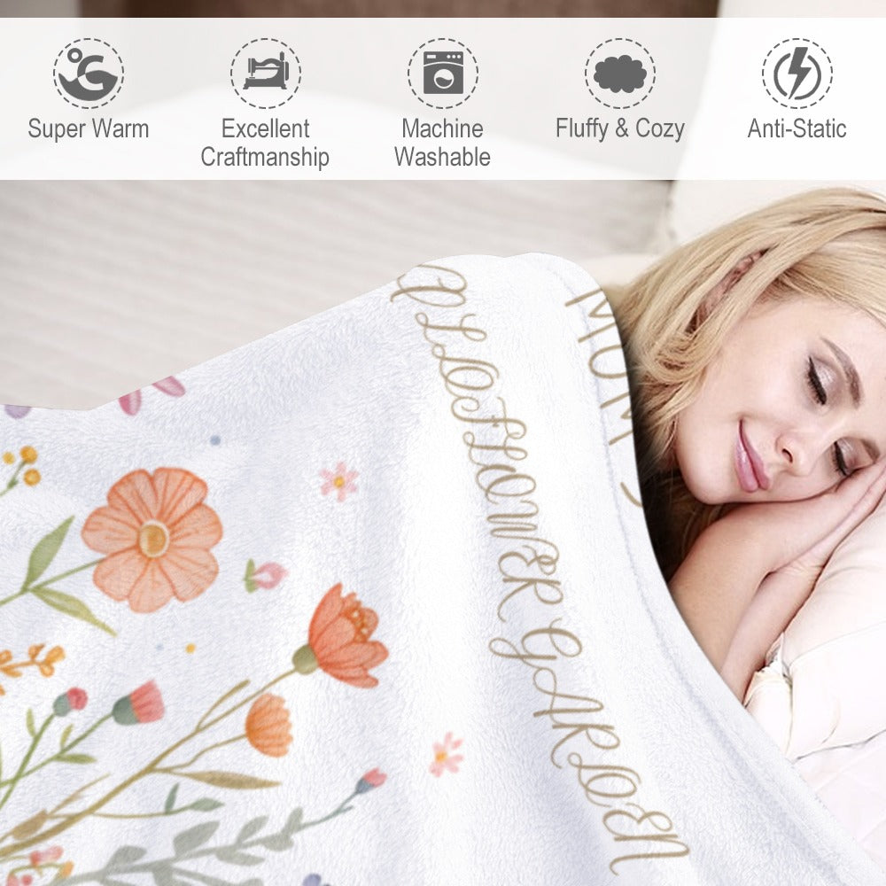 Mother's Day Gift Blanket Wildflower Garden Personalized - Cherished Harbor Gifts