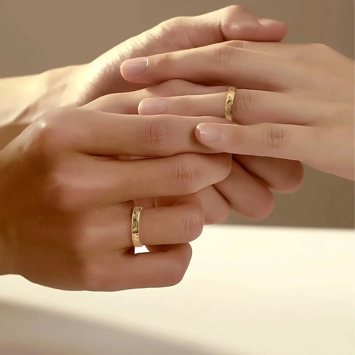 Matching Promise Rings for Him and Her - Sun & Moon Design by CHG-IJ