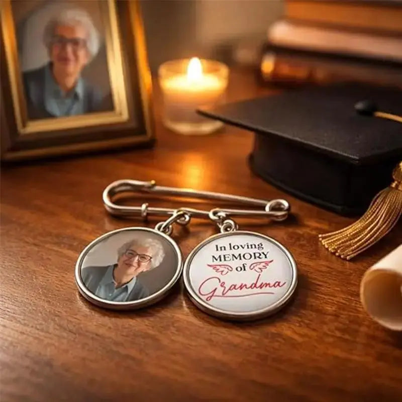 Personalized Memorial Photo Brooch | Custom Remembrance Picture Pendant Pin by TED