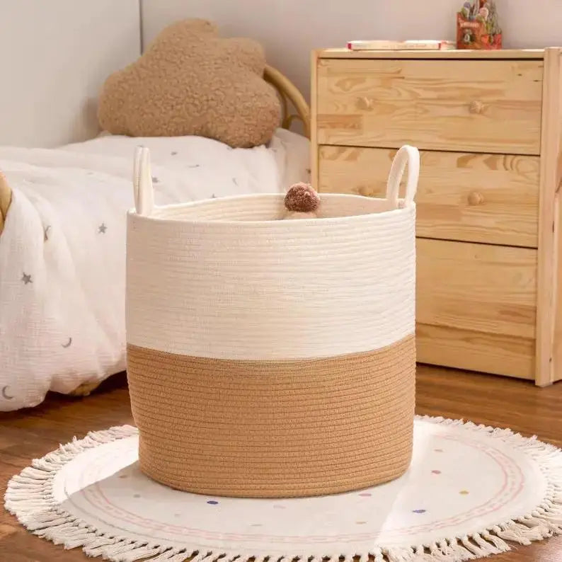 Personalized Foldable Cotton Rope Laundry Basket | Custom Home Storage Organizer by TED