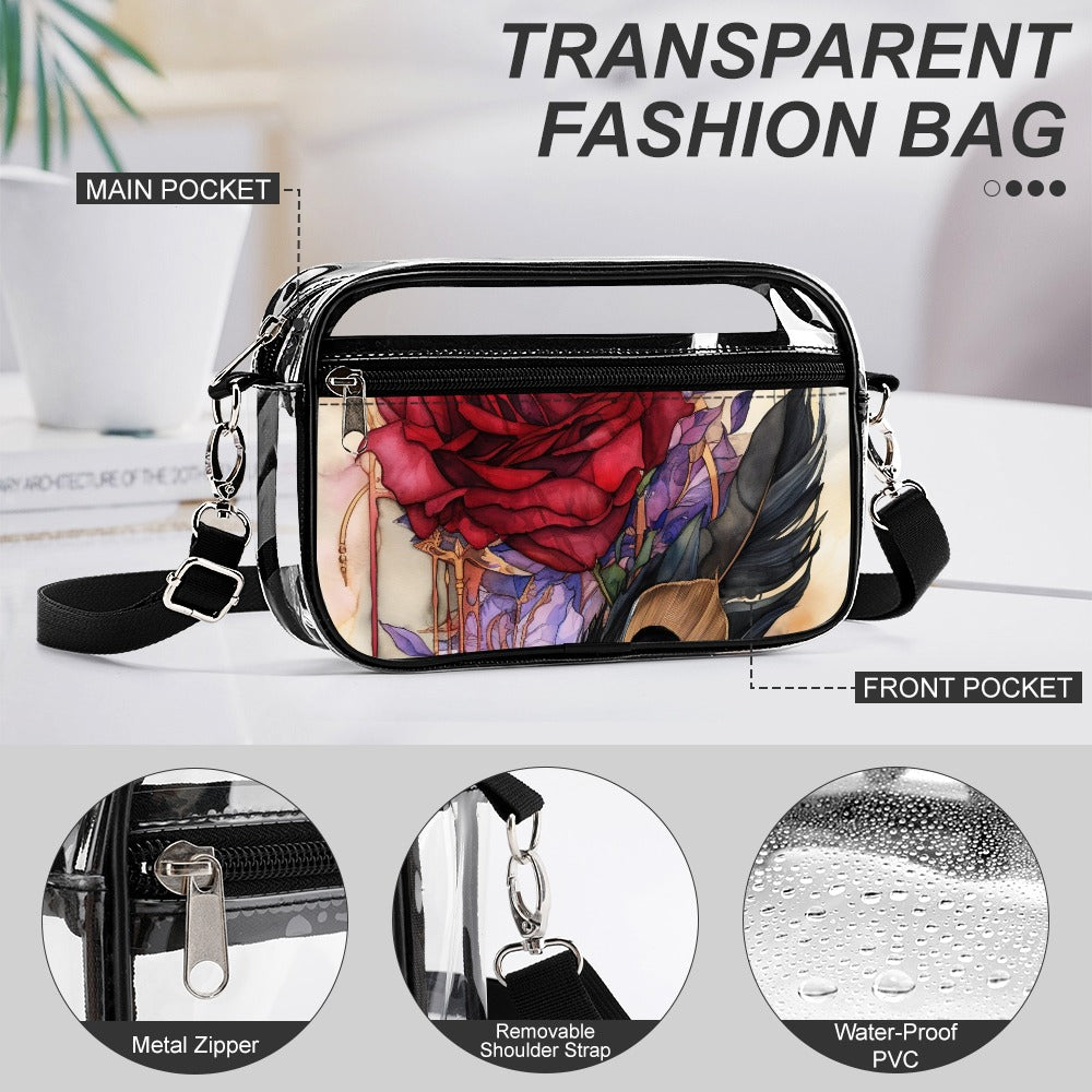 Rose Transparent PVC Satchel Set 2-Piece Fashionable Concert Bag - Cherished Harbor Gifts
