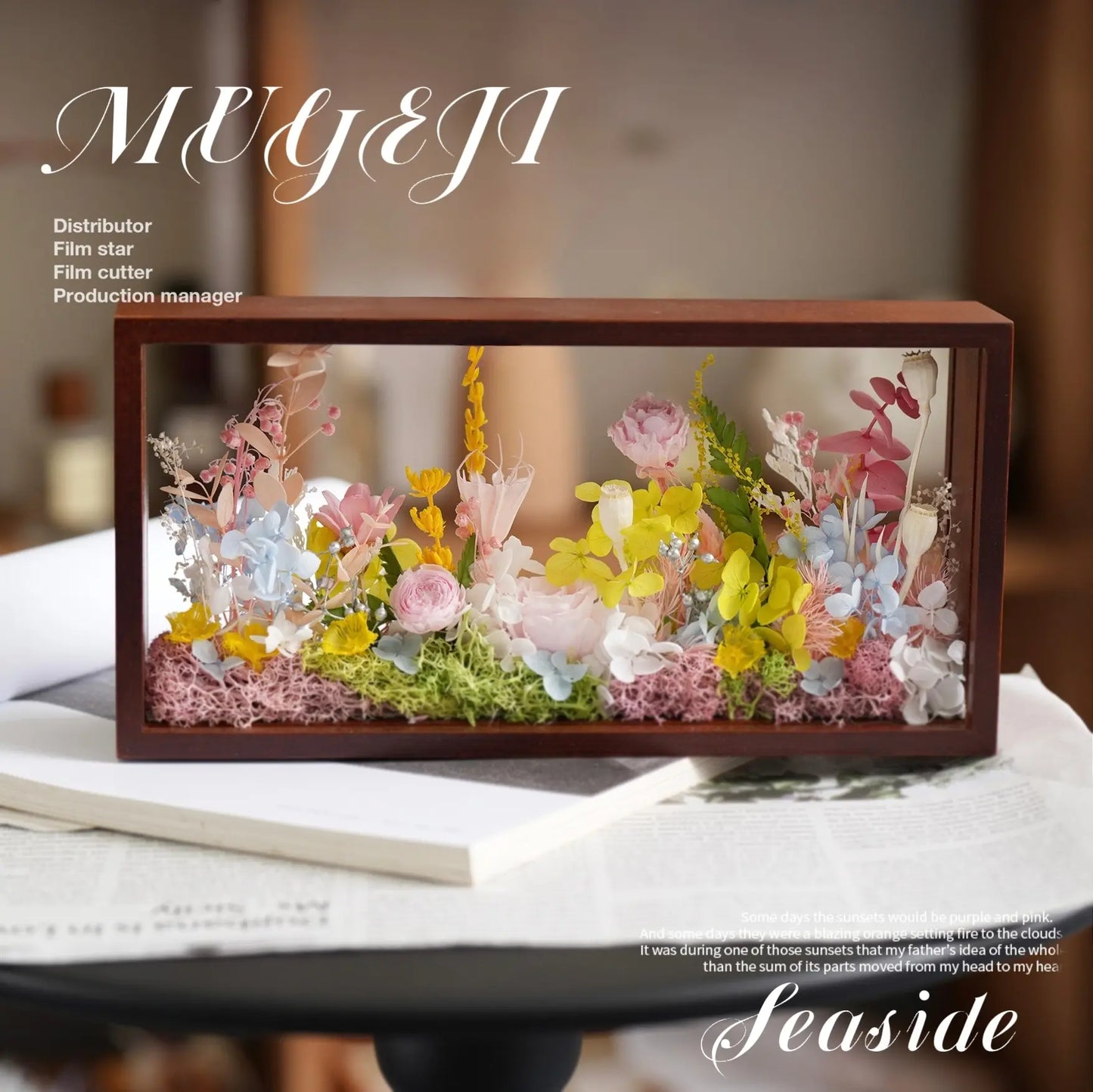 Solid Wood Preserved Flower Photo Frame Gift