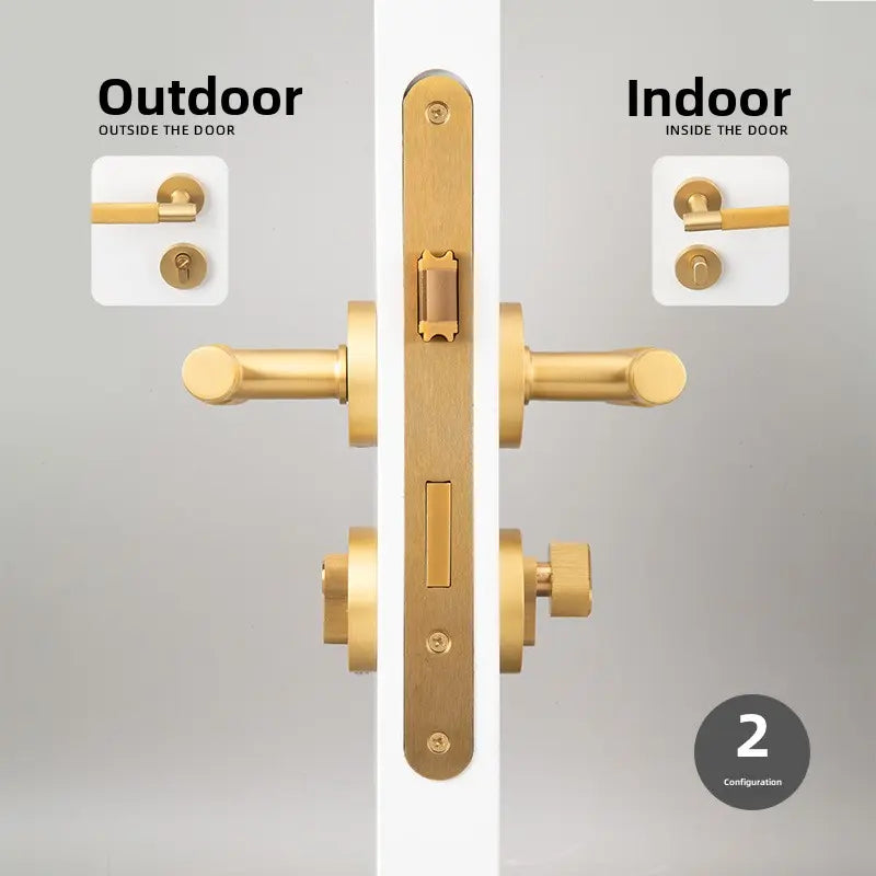 American brass indoor golden bedroom door lock split door lock antique brass wooden door handle lock