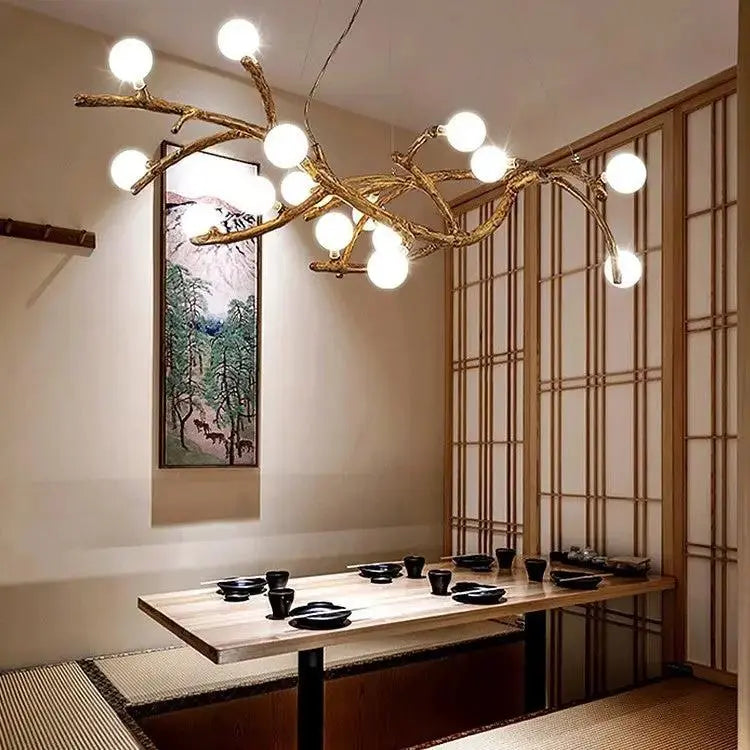 Japanese Zen Tree Branch LED Chandelier | Artistic Resin Pendant Light by TED